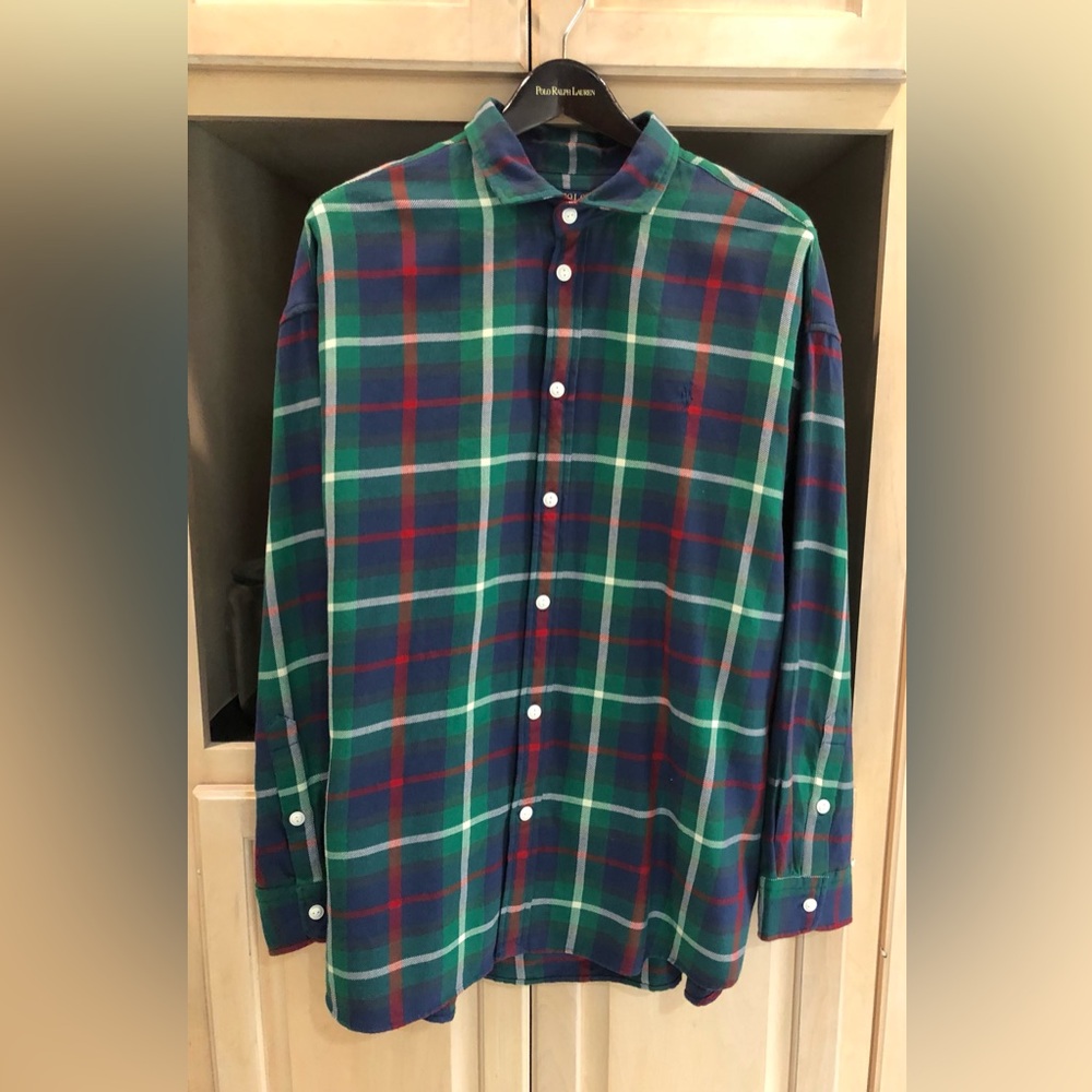 Polo Ralph Lauren Blue, Green & Red Plaid Button-Down Shirt XXL